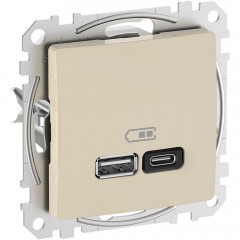 Розетка USB тип A+C 45Вт, бежевий, Sedna Design & Elements SDD112404, Schneider Electric