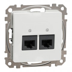 Розетка подвійна комп'ютерна RJ45 кат. 5e UTP, білий, Sedna Design & Elements SDD111452, Schneider Electric