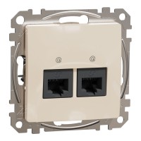 Розетка двойная компьютерная RJ45 кат. 5e UTP, бежевий, Sedna Design & Elements SDD112452, Schneider Electric