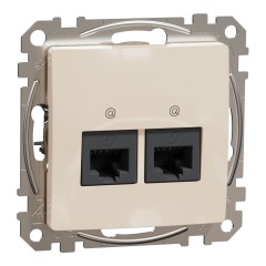 Розетка подвійна комп'ютерна RJ45 кат. 5e UTP, бежевий, Sedna Design & Elements SDD112452, Schneider Electric