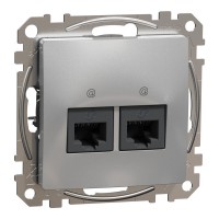 Розетка двойная компьютерная RJ45 кат. 5e UTP, алюміній, Sedna Design & Elements SDD113452, Schneider Electric