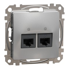 Розетка подвійна комп'ютерна RJ45 кат. 5e UTP, алюміній, Sedna Design & Elements SDD113452, Schneider Electric