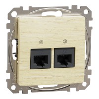 Розетка подвійна комп'ютерна RJ45 кат. 5e UTP, береза, Sedna Design & Elements SDD180452, Schneider Electric