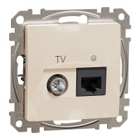 Розетка TV + компьютерная RJ45 кат. 6 UTP, бежевий, Sedna Design & Elements SDD112469T, Schneider Electric