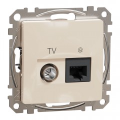 Розетка TV + компьютерная RJ45 кат. 6 UTP, бежевий, Sedna Design & Elements SDD112469T, Schneider Electric