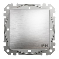 Выключатель одноклавишный влагозащищенный IP44, матовый алюминий, Sedna Design & Elements SDD270101, Schneider Electric