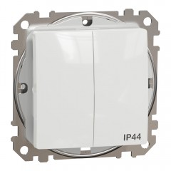 Вимикач двоклавішний вологозахищений IP44, білий, Sedna Design & Elements SDD211105, Schneider Electric