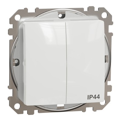 Выключатель двухклавишный влагозащищенный IP44, белый, Sedna Design & Elements SDD211105, Schneider Electric