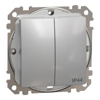 Вимикач двоклавішний вологозахищений IP44, алюміній, Sedna Design & Elements SDD213105, Schneider Electric