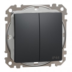 Вимикач двоклавішний вологозахищений IP44, чорний, Sedna Design & Elements SDD214105, Schneider Electric