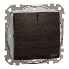 Выключатель двухклавишный влагозащищенный IP44, венге, Sedna Design & Elements SDD281105, Schneider Electric