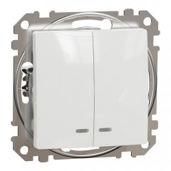 Вимикач двоклавішний з підсвіткою, білий, Sedna Design & Elements SDD111105L, Schneider Electric