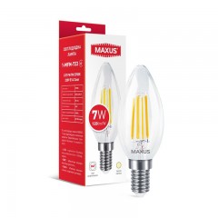 Лампа светодиодная C37 Maxus филамент 1-MFM-733 7W 2700K 220V E14 Clear