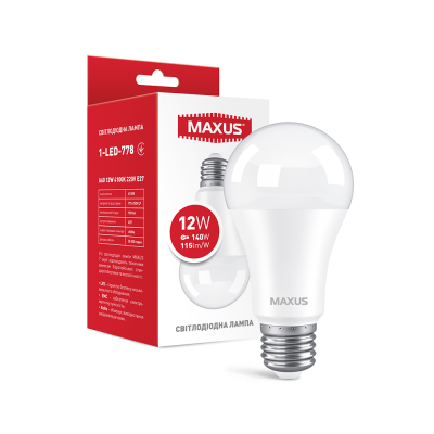 Лампа світлодіодна A60 Maxus 1-LED-778 A60 12W 4100K 220V E27