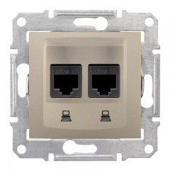 Розетка компьютерная двойная RJ45, кат. 5e, экр. STP титан Sedna SDN4600168, Schneider Electric