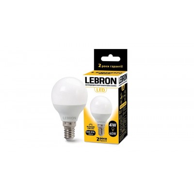 Лампа світлодіодна LED Lebron L-G45 4W E14 4100K 220V 320Lm 11-12-12