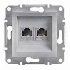 Розетка комп'ютерна. RJ45, кат.5е, UTP, подвійна, алюміній Asfora EPH4400161 Schneider Electric