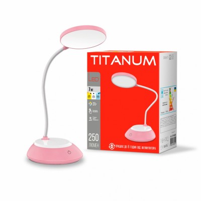 Настольная лампа аккумуляторная TITANUM TLTF-022P 7W 3000-6500K USB розовая