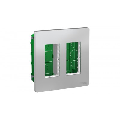 Блок unica system+ скрытой установки, 2х4 модуля алюминий, NU172430 Schneider Electric