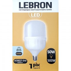 Лампа світлодіодна LED Lebron L-A138 50W E27 6500K 220V 4250Lm 11-18-27