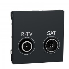 Розетка  R-TV SAT конечная, 2 модуля, антрацит, Unica New, NU345554 Schneider Electric