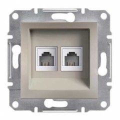 Розетка телефон RJ11, 4 контакта, двойная, бронза Asfora EPH4200169 Schneider Electric