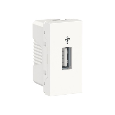 Розетка USB для передачи данных, 1 модуль, белый, Unica New, NU342918 Schneider Electric