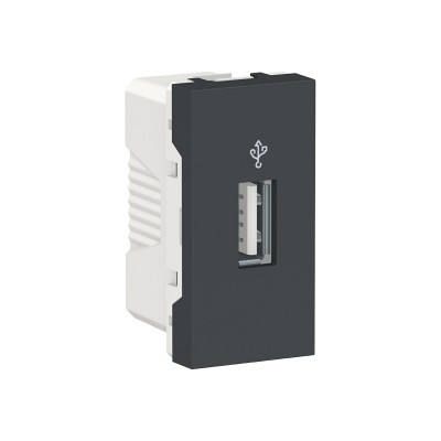 Розетка USB для передачі даних, 1 модуль, антрацит, Unica New, NU342954 Schneider Electric