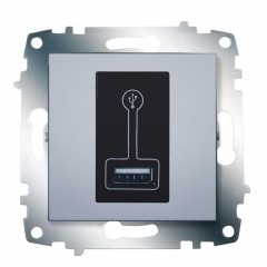 Розетка зарядное устройство USB 500 мА ABB Cosmo алюминий 619-011000-142