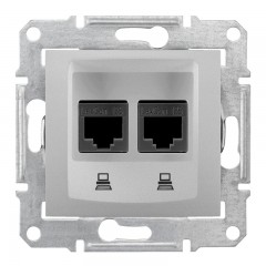 Розетка комп'ютерна подвійна RJ45, кат. 5e, екр. STP алюміній Sedna SDN4600160, Schneider Electric