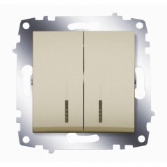 Выключатель 2 клавишный с подсветкой LED ABB Cosmo титаниум 619-011400-203