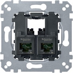 Механизм компьютерной розетки RJ45 2 поста, кат. 6 UTP, Schneider Electric Merten System M, MTN4576-0002