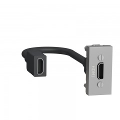 Розетка HDMI, 1 модуль, алюминий, Unica New, NU343030 Schneider Electric