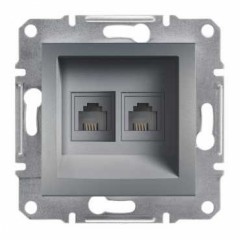 Розетка телефон RJ11, 4 контакта, двойная, сталь Asfora EPH4200162 Schneider Electric