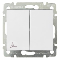 Перемикач на два напрямки двоклавішний Valena IP 44 10 AX 250 ~ білий Legrand 770098