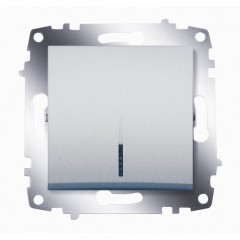 Выключатель 1 клавишный с подсветкой LED ABB Cosmo алюминий 619-011000-201