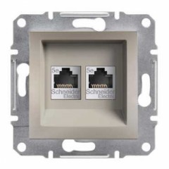 Розетка комп'ютерна. RJ45, кат.5е, UTP, подвійна, бронза Asfora EPH4400169 Schneider Electric