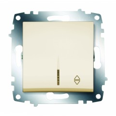 Выключатель 1 клавишный проходной с подсветкой LED ABB Cosmo бежевый 619-010300-210