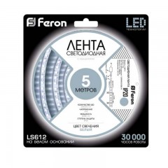 Светодиодная лента Feron SANAN LS612 120SMD/м 12V IP22 белый