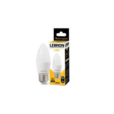 Лампа светодиодная LED Lebron L-C37 6W E27 4100K 220V 480Lm 11-13-50