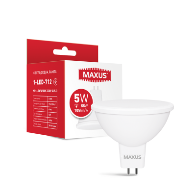 Лампа світлодіодна Mr16 Maxus 1-LED-712 MR16 5W 4100K 220V GU 5.3 AP