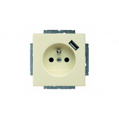 Розетка Schuko/ USB ABB Basic 55 слоновая кость, 20 EUCBUSB-92-507