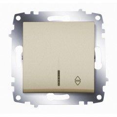 Выключатель 1 клавишный проходной с подсветкой LED ABB Cosmo титаниум 619-011400-210