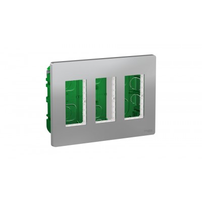 Блок unica system+ скрытой установки, 3х4 модуля алюминий, NU173430 Schneider Electric