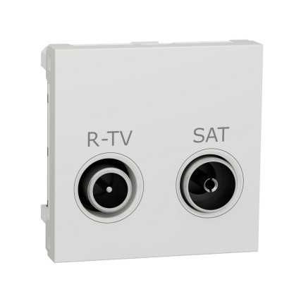 Розетка  R-TV SAT проходная, 2 модуля, белый, Unica New, NU345618 Schneider Electric