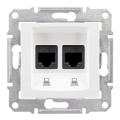 Розетка комп'ютерна подвійна RJ45, кат. 6, екр. STP білий Sedna SDN5000121, Schneider Electric