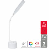 Настольная лампа MAXUS DKL 8W 4100K WH RGB Аккумуляторная Светодиодная с RGB подсветкой и ночником (1-MAX-DKL-001-03), видео