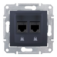 Розетка компьютерная двойная RJ45, кат. 6, неэкр. UTP графит Sedna SDN4800170, Schneider Electric