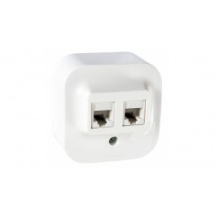 Розетка компьютерная двойная накладная RJ45 Legrand Quteo (Forix) Белый 782428