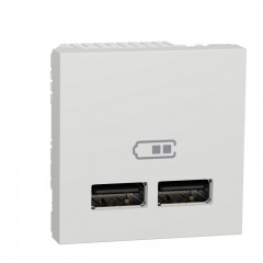 Розетка USB подвійна для заряджання, 2.1А, 2 модулі, білий, Unica New, NU341818 Schneider Electric